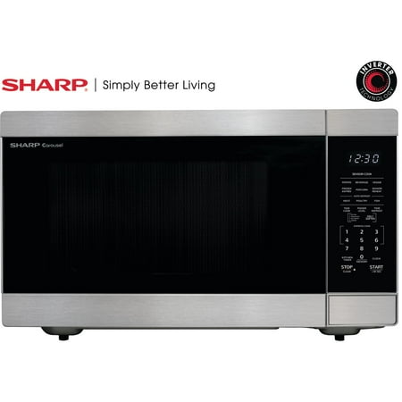 Sharp - 2.2 cu ft Stainless Family Size Countertop Microwave with Sensor cooking and  Inverter Technology. - Siver