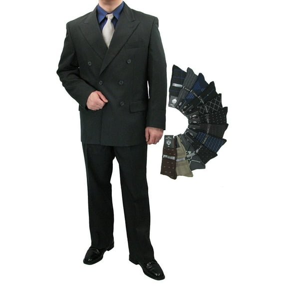 Sharp 2-Piece Double Breasted Men's Dress Suit - Charcoal Grey 38S