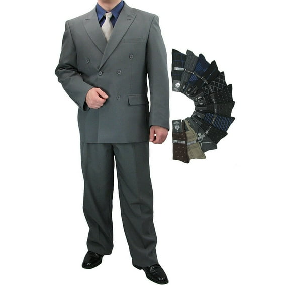 Sharp 2-Piece Double Breasted Men's Dress Suit - Grey 42S