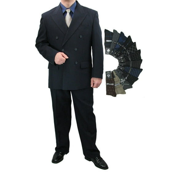 Sharp 2-Piece Double Breasted Men's Dress Suit - Navy 42R