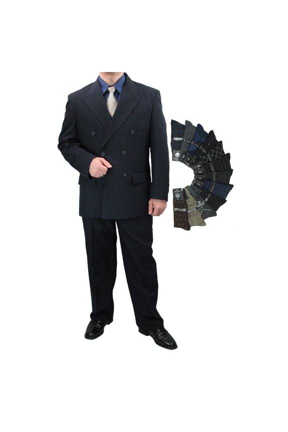 Sharp 2-Piece Double Breasted Men's Dress Suit - Navy 42R
