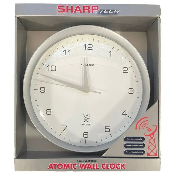 Sharp Atomic 12" Wall Clock, Sets Automatically Radio Controlled