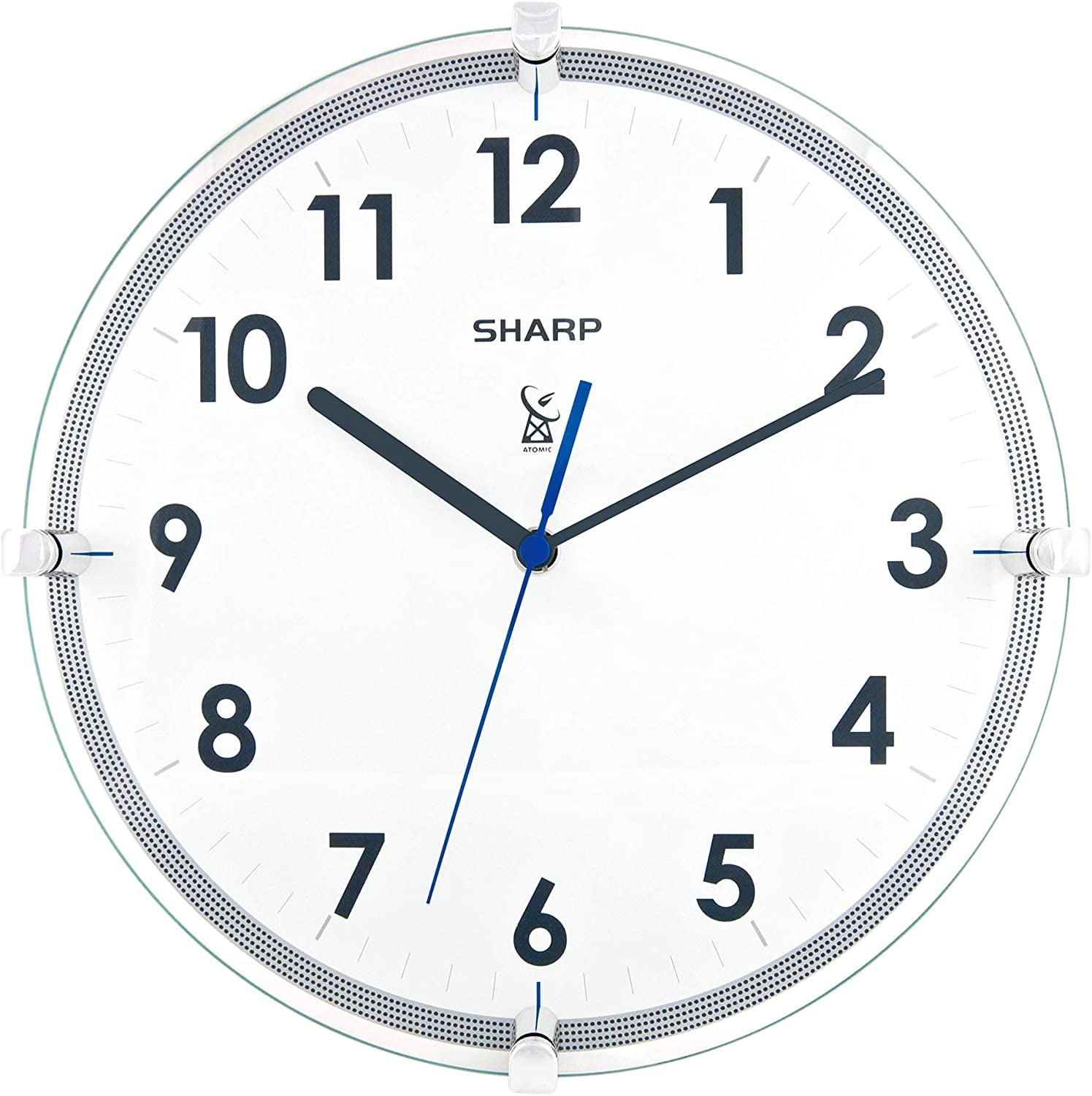 Sharp atomic analog wall clock 10 5 suspended glass face sets