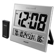 thumbnail image 1 of Sharp Atomic Clock - Jumbo 3" Easy to Read Numbers - Never Needs Setting! - Indoor/ Outdoor Temperature Display with Wireless Outdoor Sensor - Silver, 1 of 7