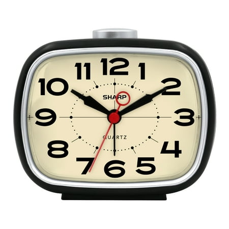Sharp Battery Powered Alarm Clock, Retro Battery Operated Alarm Clock for Bedrooms, Office, Travel - Super Quiet with No Ticking, Snooze alarm, Beep Sounds, Gentle Wake, Simple to Use