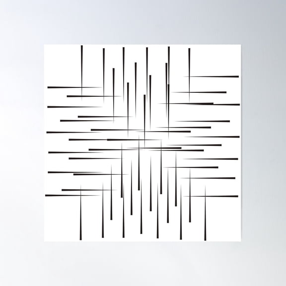 Sharp Black Line Pattern Poster Wall Art, Modern Wall Decor For Living Room Bedroom, 16x16 UNFRAMED