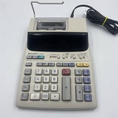 Pre-Owned Sharp Calculators EL-1801V Ink Printing Calculator, Fluorescent Display, AC, 2.0 LPS, Off-White