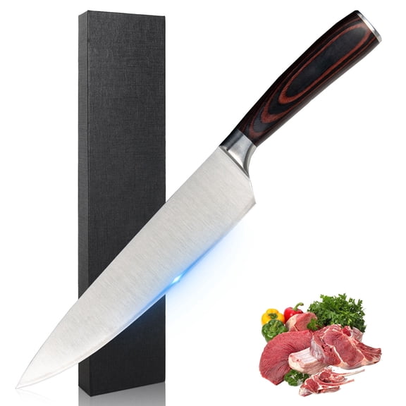 Sharp Chef Knife 8 inches Cutting & Cooking Kitchen Knife - High Carbon Steel Sharp Knives Professional Meat Knife with Ergonomic Handle