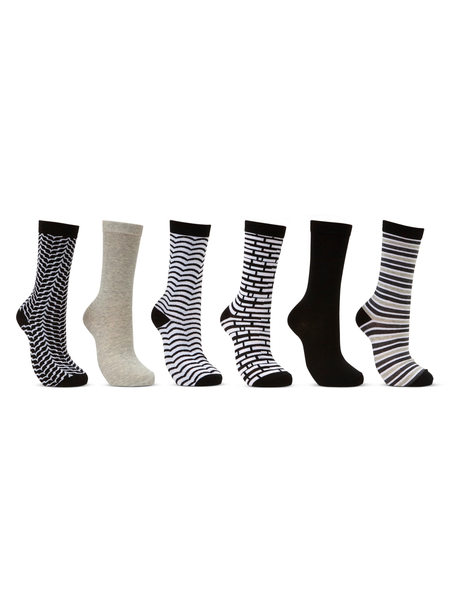 Sharp Color Socks Sharp Chic Crew Socks 6 Pack - Walmart.com