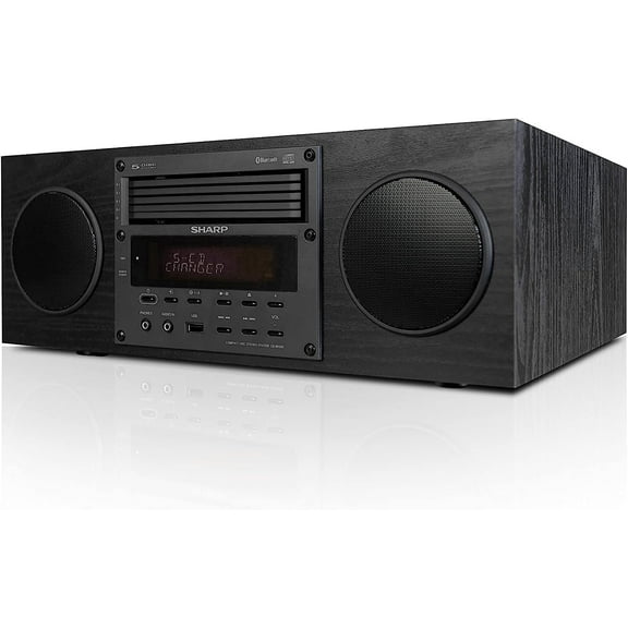 Sharp Compact Micro Audio Component System with 5 CD Changer, Bluetooth, FM Radio & USB Playback