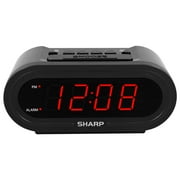 Sharp Digital Alarm Clock, Automatic Setting with Red LEDs