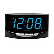 Sharp Digital Alarm Clock Jumbo 2  Bright Blue LED High Display High/Low Alarm Volume