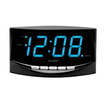 Sharp Digital Alarm Clock Jumbo 2” Bright Blue LED High Display High/Low Alarm Volume