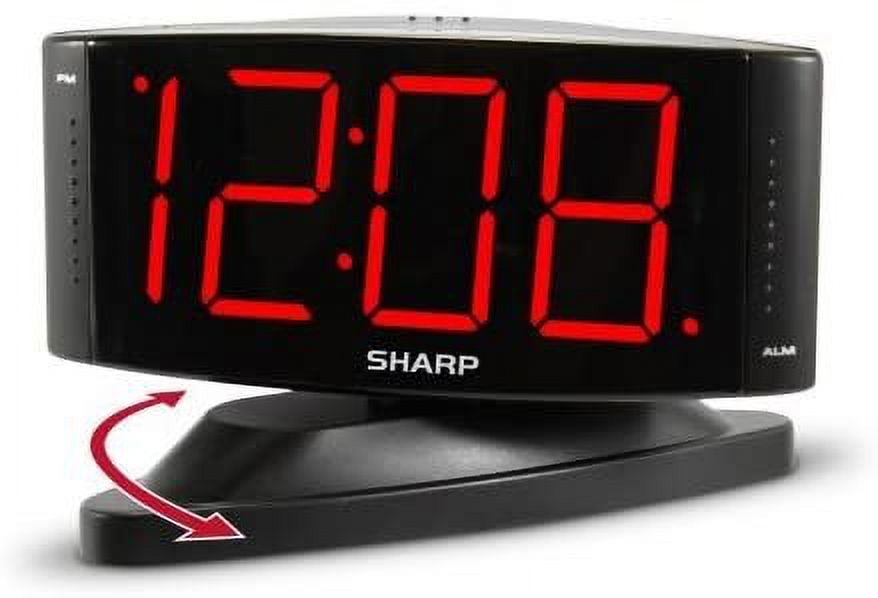 Sharp Digital Alarm Clock with Easy to Read Large Numbers and Swivel