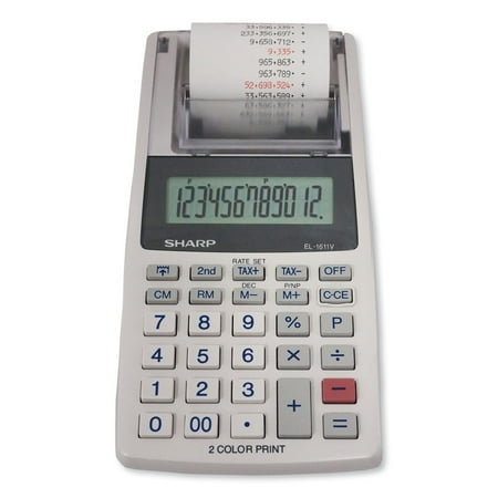 Sharp EL-1611V 12-Digit LCD Display & 2-Color Printer Printing Calculator, Black/Red