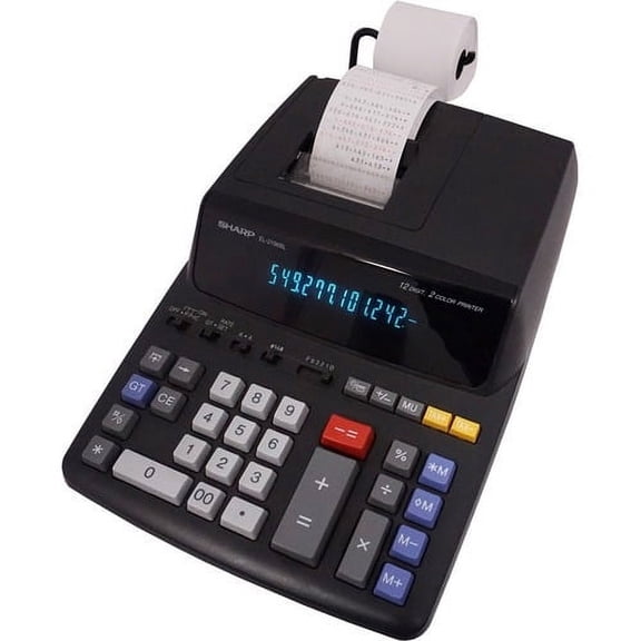 Sharp EL-2196BL 12-Digit Printing Calculator with 4-Key Memory, Heavy Duty, Item Count, Black, 1 Count