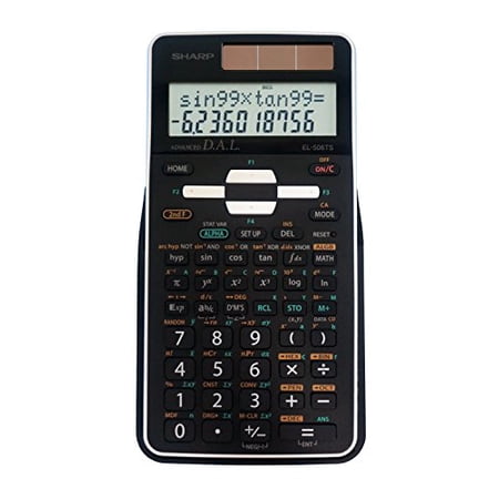 Sharp EL-506TSBBW 12-Digit Engineering/Scientific Calculator with Protective Hard Cover, Battery and Solar Hybrid Powered LCD Display, Great for Students and Professionals, Black