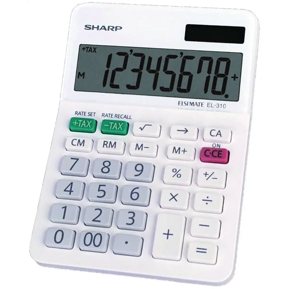 Sharp EL310WB Semi Desktop Calculator 8 Digit LCS Slant Display