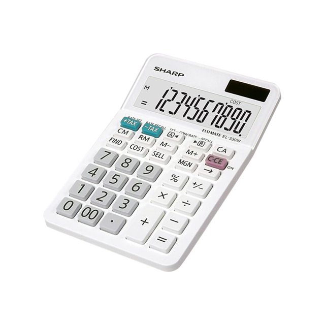 Calculadora De Escritorio Sharp EL-2630PIII – 10 Dígitos LCD – Conversión De Divisas – Pantalla Inclinada