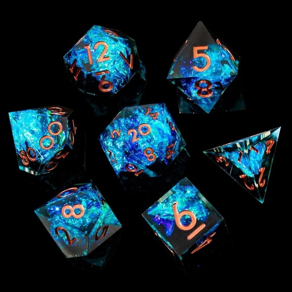 Sharp Edge DND Dice Set Handmade 7 Accessories Dice for Dungeons and Dragons Games, Multi-Sided  Polyhedral Resin Sharp Edge Dice Roleplaying Games