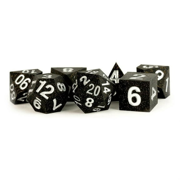 FanRoll by Metallic Dice Games 16mm Sharp Edge Silicone Rubber Poly DND Dice Set: Gold Scatter, Role Playing Game Dice for Dungeons and Dragons