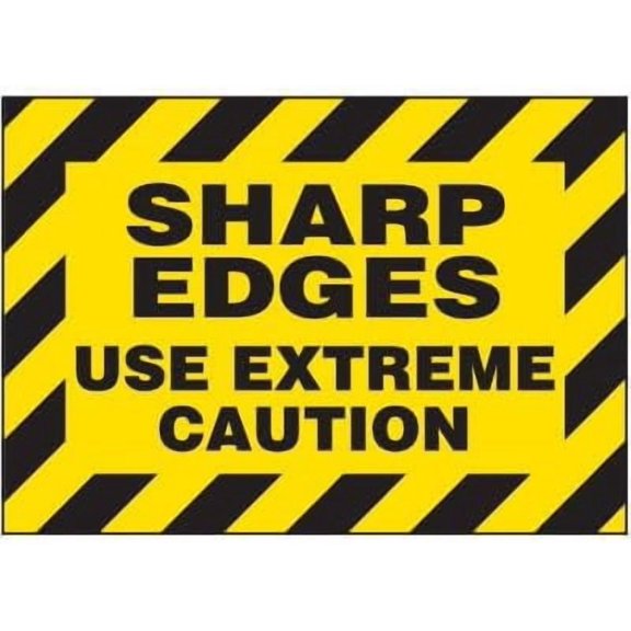 Sharp Edges Use Extreme Caution Warning Marker Safety & Compliance - & ANSI Compliant Machine Metal Tin Sign - 12x16 Inch