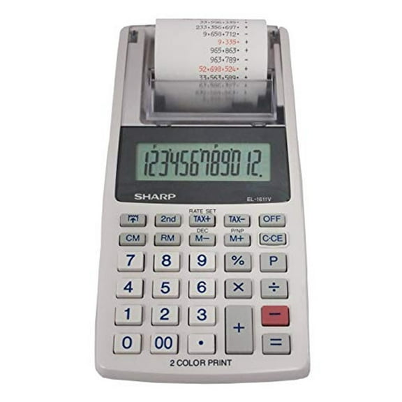 Sharp El-1611V 12-Digit Mini Printing Calculator (El1611V)