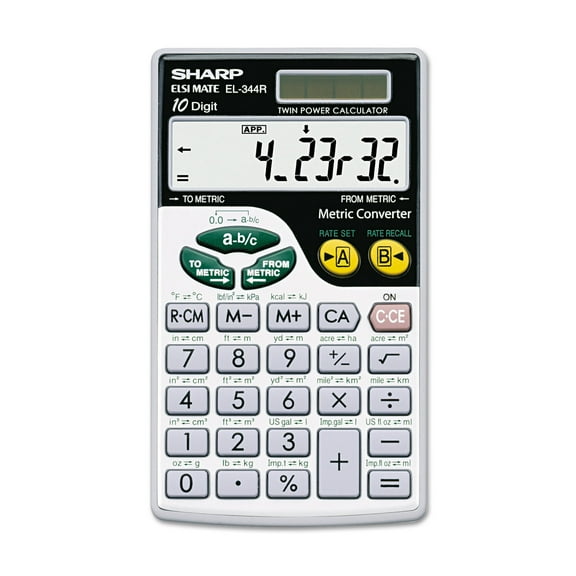 Sharp El344rb Metric Conversion Wallet Calculator, 10-Digit Lcd