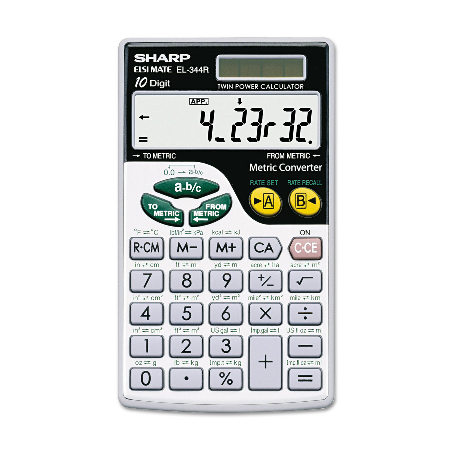Sharp El344rb Metric Conversion Wallet Calculator, 10-digit Lcd - image 1 of 8