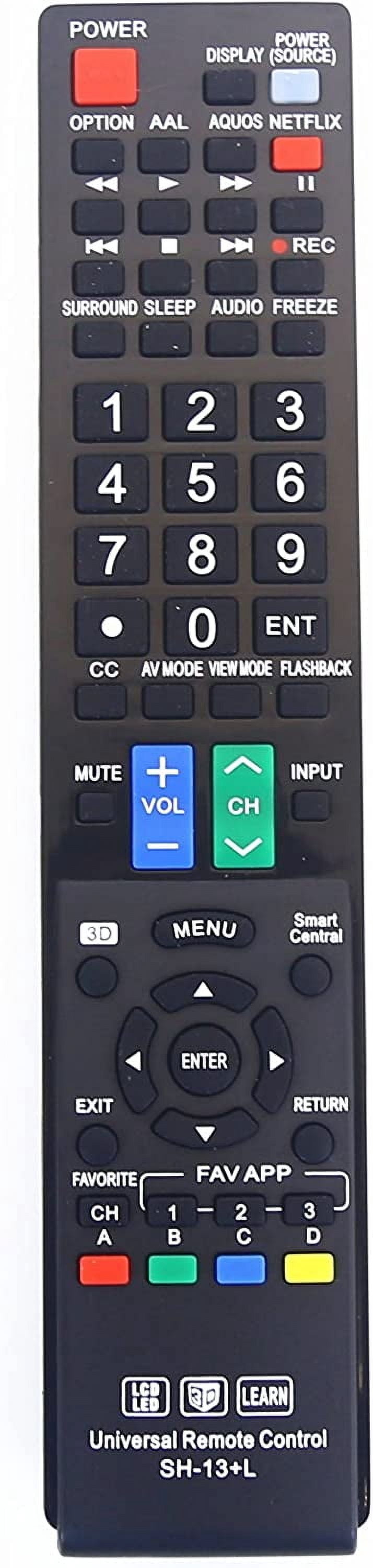 Sharp GB004WJSA Universal Remote Control for All Sharp Brand TV, Smart ...