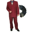 thumbnail image 1 of Sharp Hand Tailored 2pc Men Double Breasted Dress Suit w/1 Pair of Socks - Burgundy 42L, 1 of 3