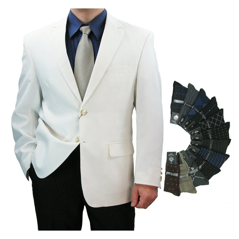 Triple Blessings Sharp Hand Tailored Men 2B Dress Blazer w 1 Pair of Socks Size 36S 56L White 48L Men s Size 48L US