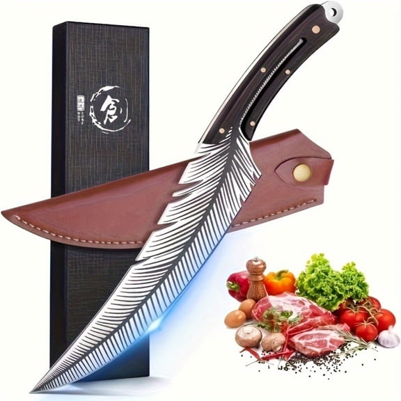 Sharp Knife Hand Forged Knife Knife Boning knife for Meat Steel Chef Knives Cooking Knife with Sheath for Camping