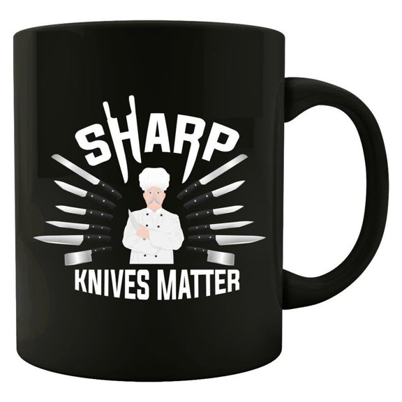 Chef 11 oz Coffee Mug - Sharp Knives Matter White Ceramic Gift