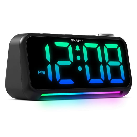 Sharp LED Digital Clock for Bedroom, Super Loud Alarm Clock for Heavy Sleepers for Bedside, Nightstand, Desk Clock with RGB Night Light/Display with Adjustable Color/Volume/Brightness/Snooze