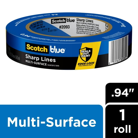 Sharp Lines Multi-Surface Painter's Tape, 3" Core, 0.94" X 60 Yds, Blue | Bundle of 5 Rolls
