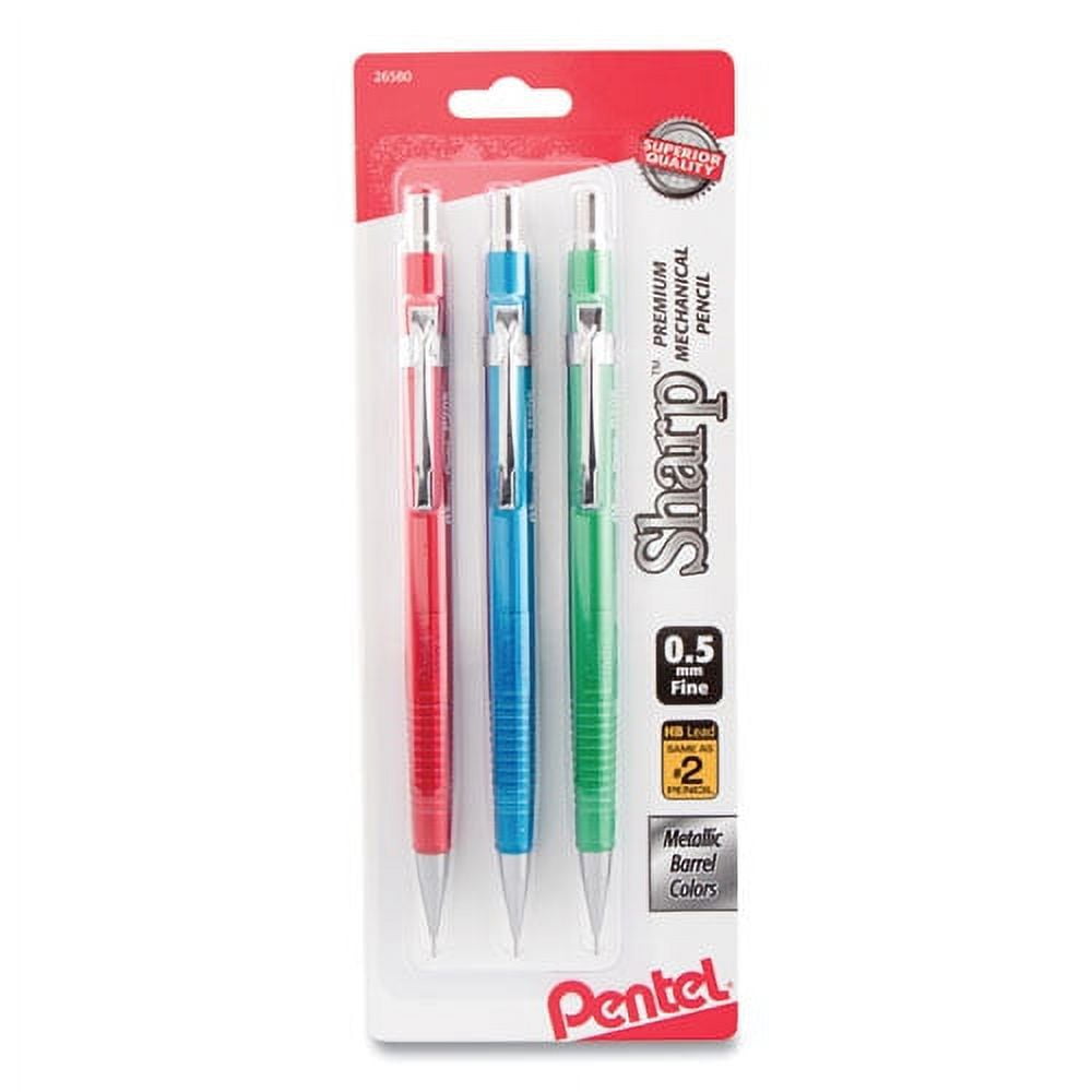 "Sharp Mechanical Pencil, 0.5 Mm, Hb (#2.5), Black Lead, Assorted Barrel Colors, 3/pack | Bundle of 10 Packs"
