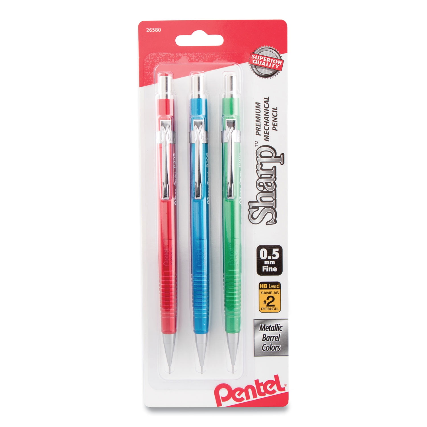 Sharp Mechanical Pencil, 0.5 mm, HB (#2), Black Lead, Assorted Barrel ...