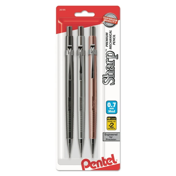 Sharp Mechanical Pencil, 0.7 Mm, Hb (#2.5), Black Lead, Assorted Barrel Colors, 3/pack | Bundle of 5 Packs
