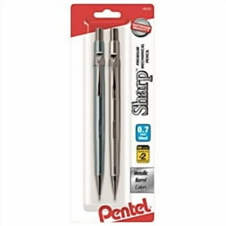 Sharp Mechanical Pencil (0.7mm) Metallic Barrels, Assorted Barrel Colors (MS/Z), 2-Pk