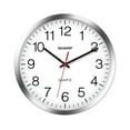 thumbnail image 1 of Sharp Modern 12" Quartz Round Wall Clock, Silent Non-Ticking, Silver/Chrome Frame for Home & Office, 1 of 7