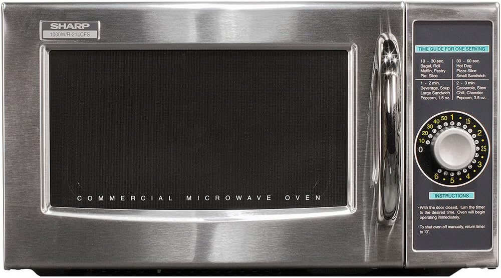 Sharp R-21LCFS Medium-Duty Commercial Microwave Oven with Dial Timer, Stainless Steel, 1000-Watts, 120-Volts, One Size - image 1 of 4