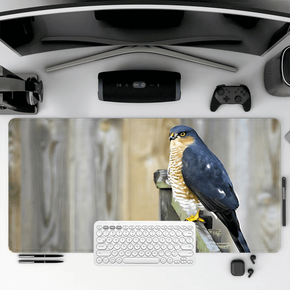 Sharp-Shinned Hawk Photo Mouse Pad 35.4 x 15.8 Inches Rubber Desk Mat for Office and Home Use