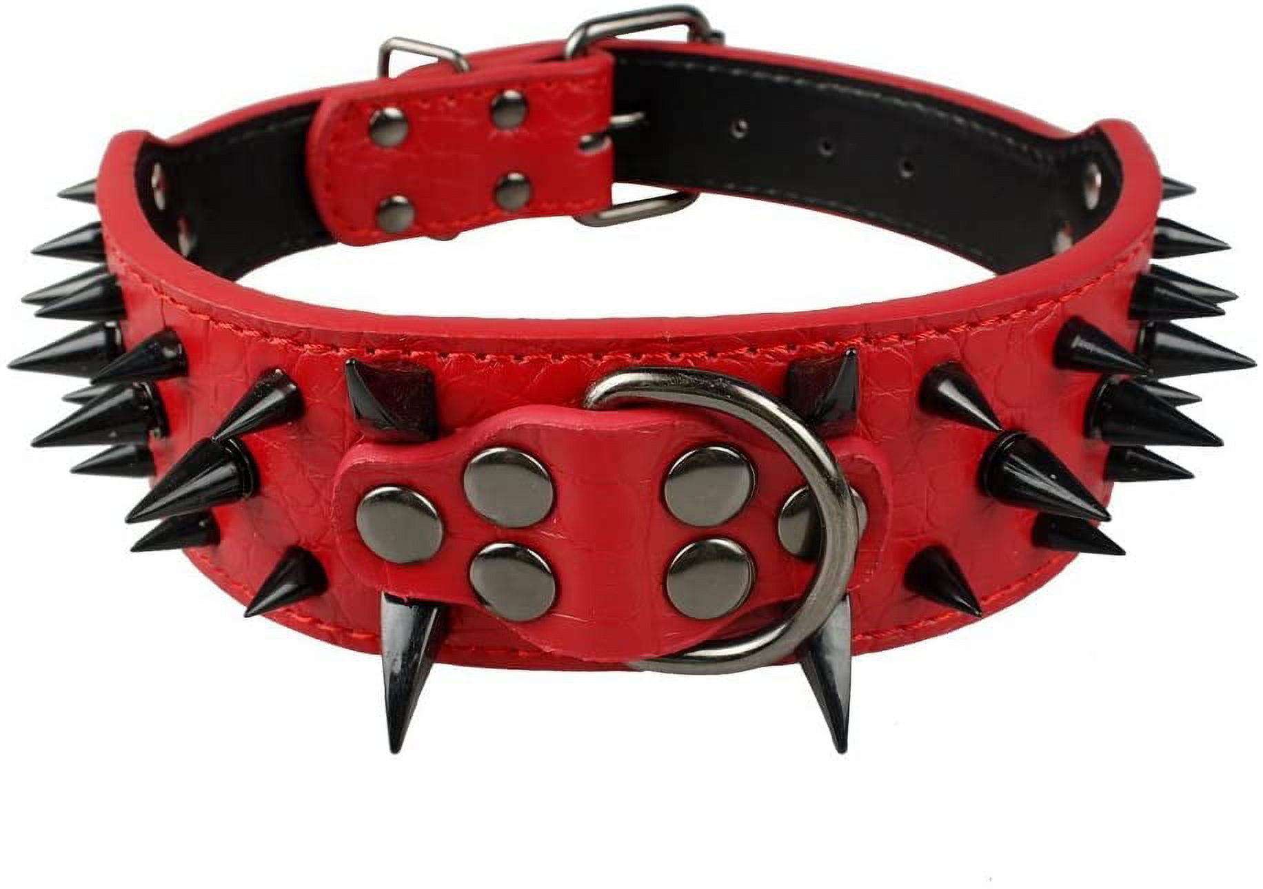 2 Wide Leather Dog Collar Thick Studded Heavy Duty for Large Dogs