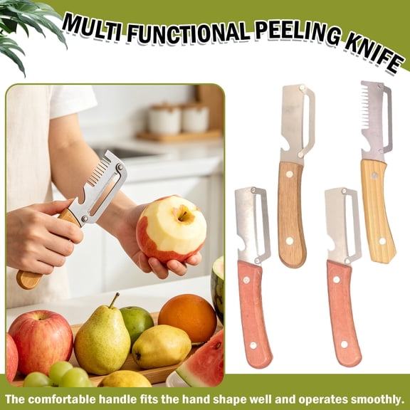 Sharp Stainless Steel Blade Multi-Functional Vegetable Peeler,Wood Handle Kitchen Peeler for Shredding,Durable and Handy Kitchen Vegetable Peeler for Daily Preparation Work.
