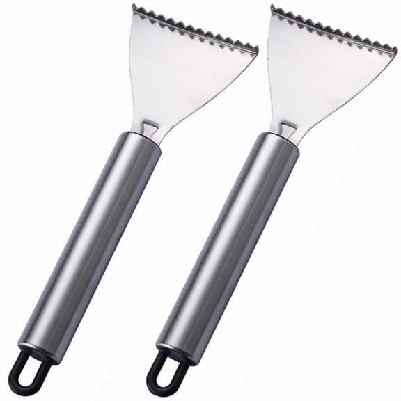 Sharp Stainless Steel Fish Scaler, Stainless Steel Fish Scaler Remover, Sawtooth Fish Descaler Tool for Family Kitchen, Seafood Markets (2PCS)