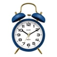 thumbnail image 1 of Sharp Twin Bell Alarm Clock, Loud Alarm Great for Heavy Sleepers - Stylish Matte Finish with Rustic Bronze Accents, Battery Operated (Matte Navy), 1 of 6