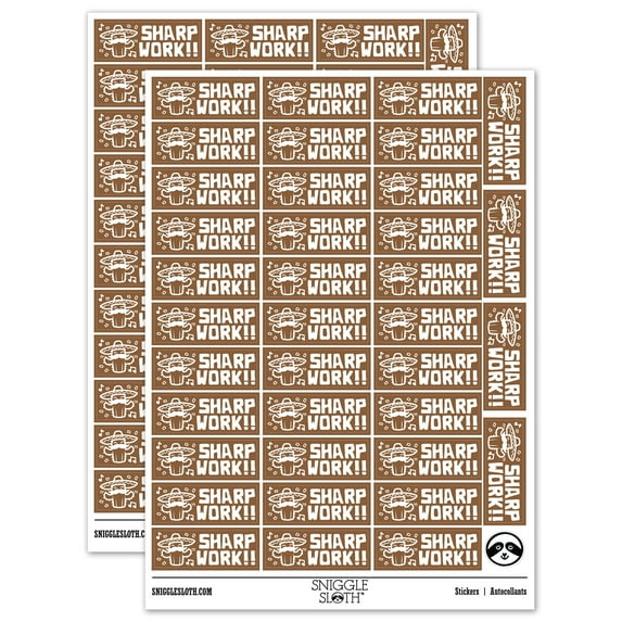 Sharp Work Fiesta Cactus Teacher Student School Sticker Set - Brown - Matte Finish - 1.5" Small