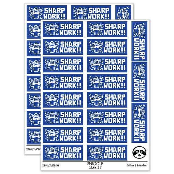 Sharp Work Fiesta Cactus Teacher Student School Sticker Set - Dark Blue - Gloss Finish - 2.00" Large