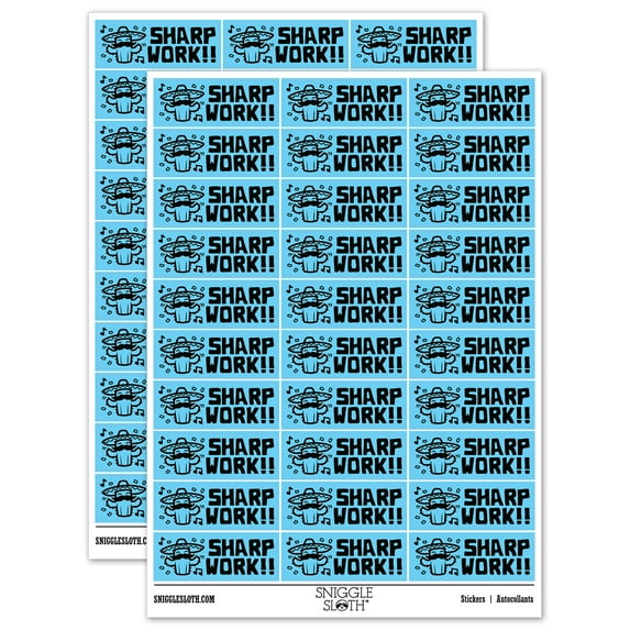 Sharp Work Fiesta Cactus Teacher Student School Sticker Set - Light Blue - Gloss Finish - 1.75" Medium